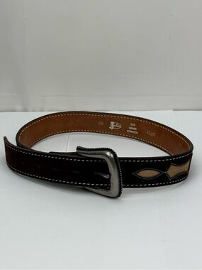 Vintage Justin Boots The Grain Cowhide Brown Leather Belt